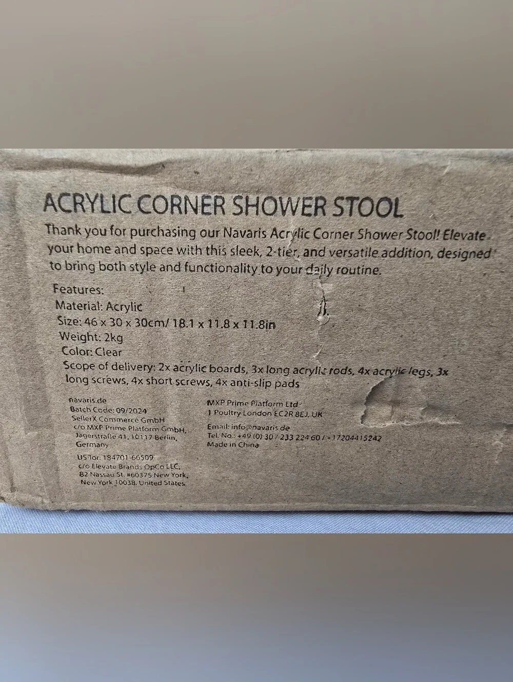 18 Inch Shower Foot Rest Acrylic Stool For Shaving Legs Corner Bench Seat Clear